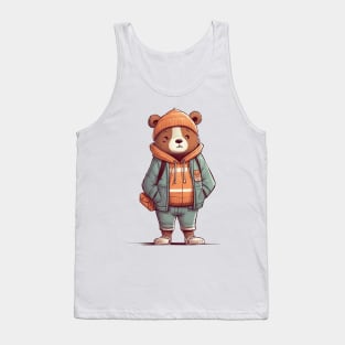 A cute teddy bear wearing street fashion Tank Top